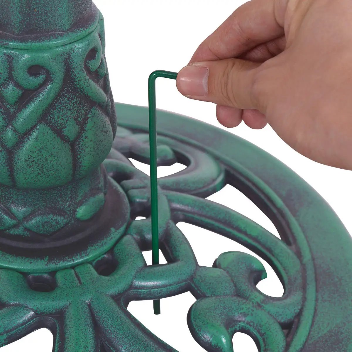 Outdoor garden green pedestal bird bath feeder with ornate iron stand DirectDeals on Tampa Home & Garden Store