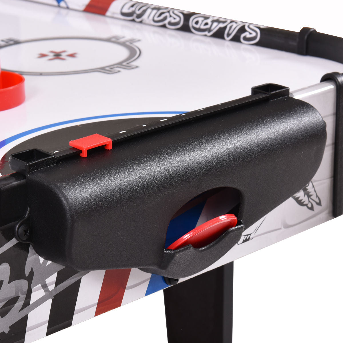 42 Inch air-powered hockey table top with red pushers and black plastic handle DirectDeals on Tampa Home & Garden Store