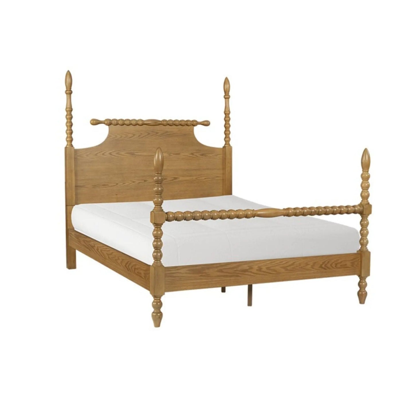 Queen Bed with Turned Legs in Camel Oak Finish