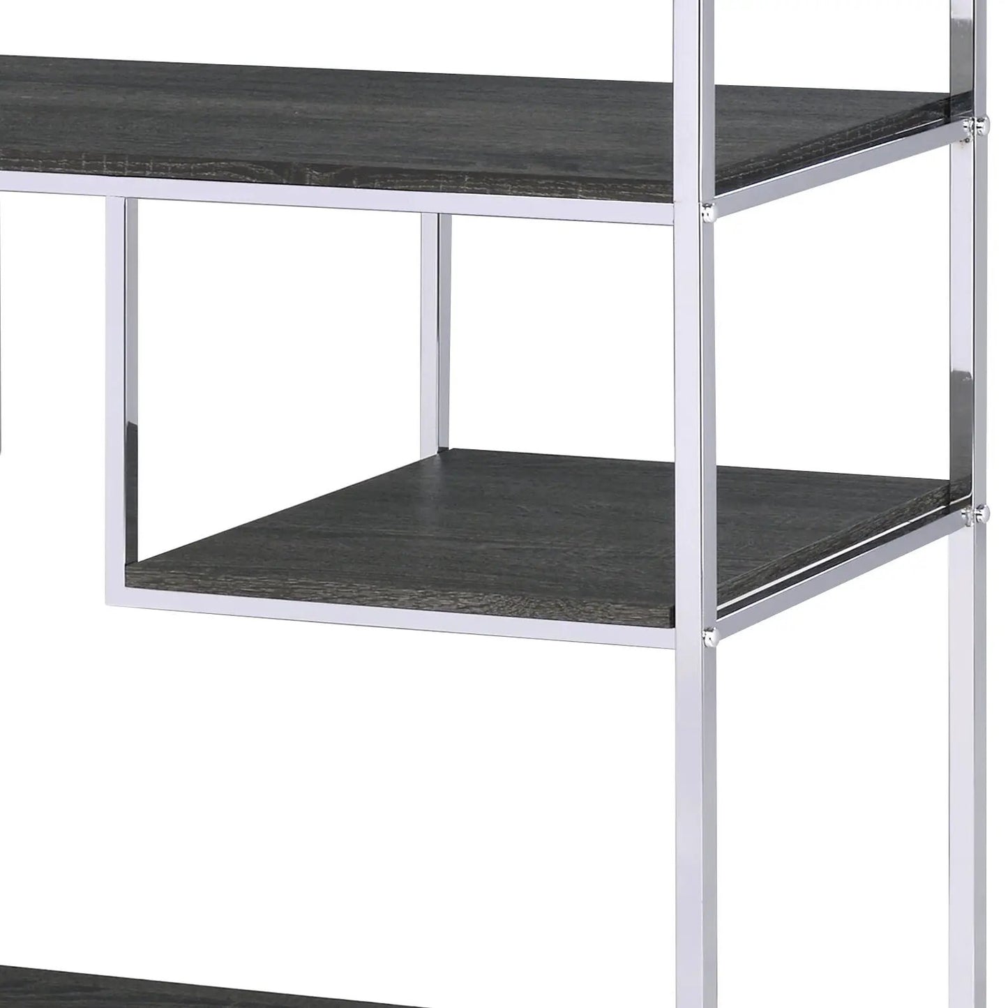Vonara chrome bookshelf etagere with gray oak shelves by Unique Piece Furniture on Tampa Home & Garden Store