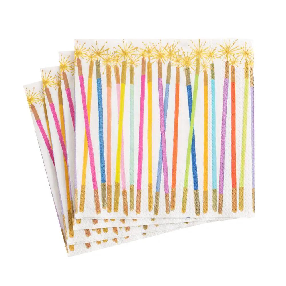 Birthday Candles Cocktail Napkins with multicolor candle print The Country Christmas Loft on Tampa Home & Garden Store