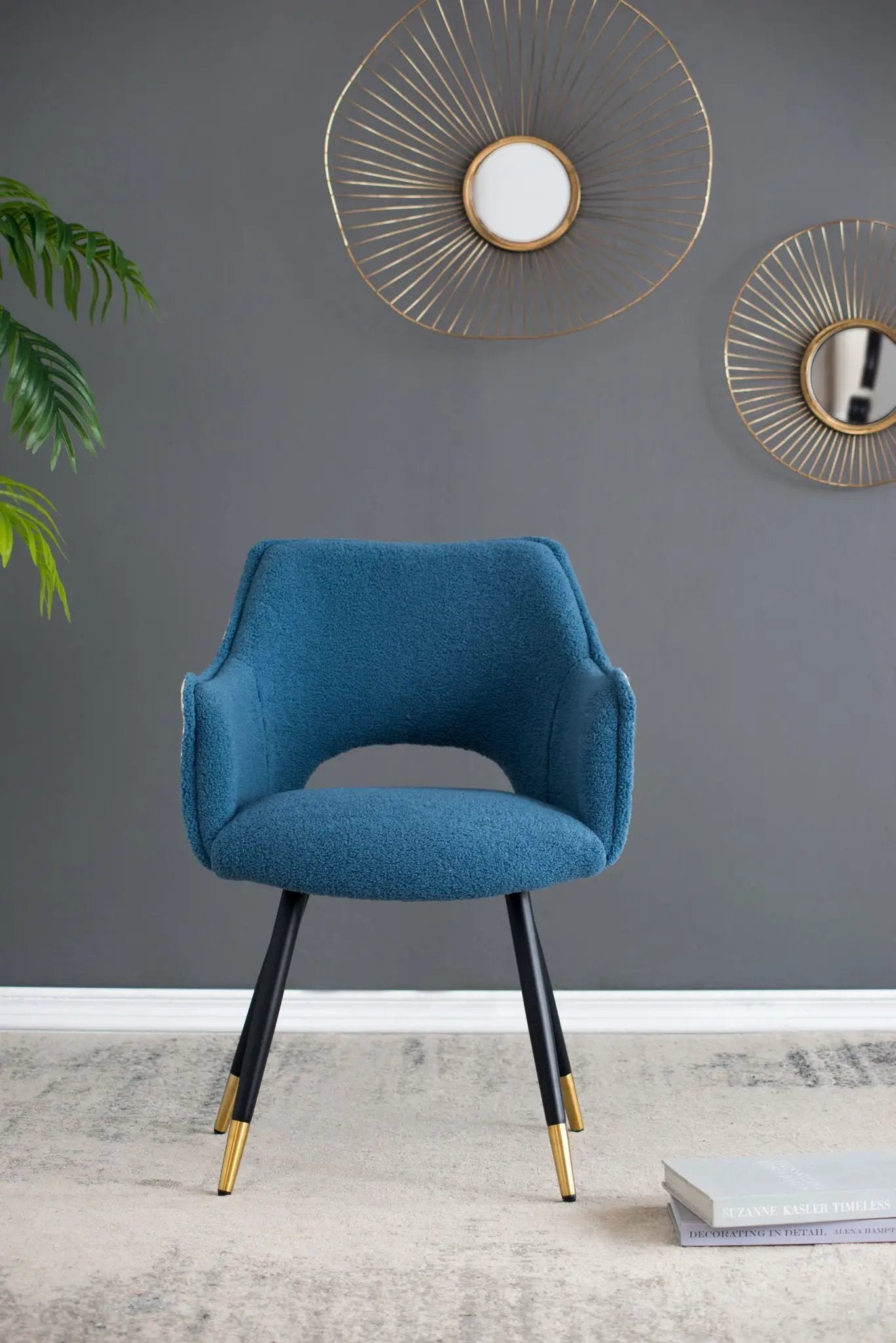 Blue Velvet Side Chair Set of 2 for Living Room