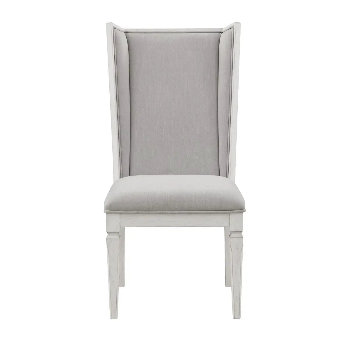 Katia Side Chair set of 2, gray fabric with white wood frame by Unique Piece Furniture on Tampa Home & Garden Store