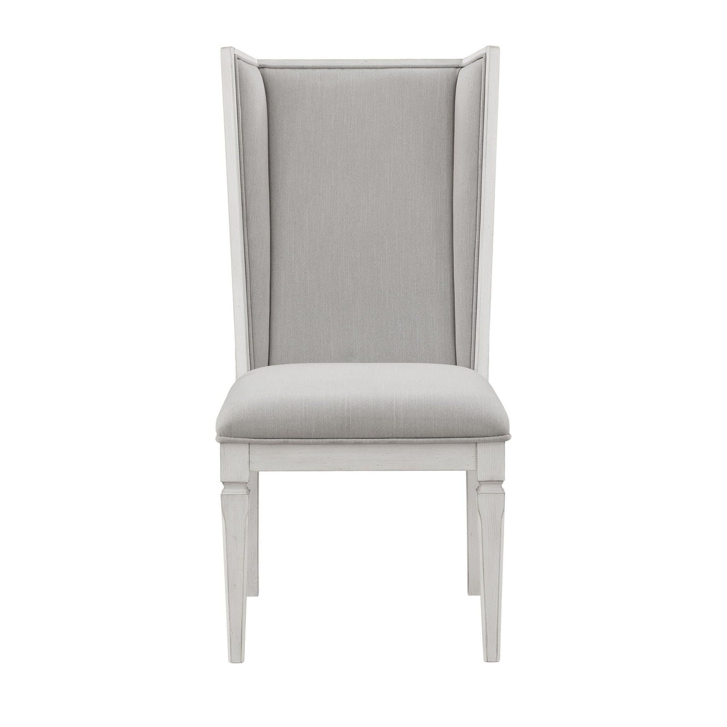 Katia Side Chair set of 2 gray fabric chairs with whitewashed wood frame HouseOfZazla on Tampa Home & Garden Store