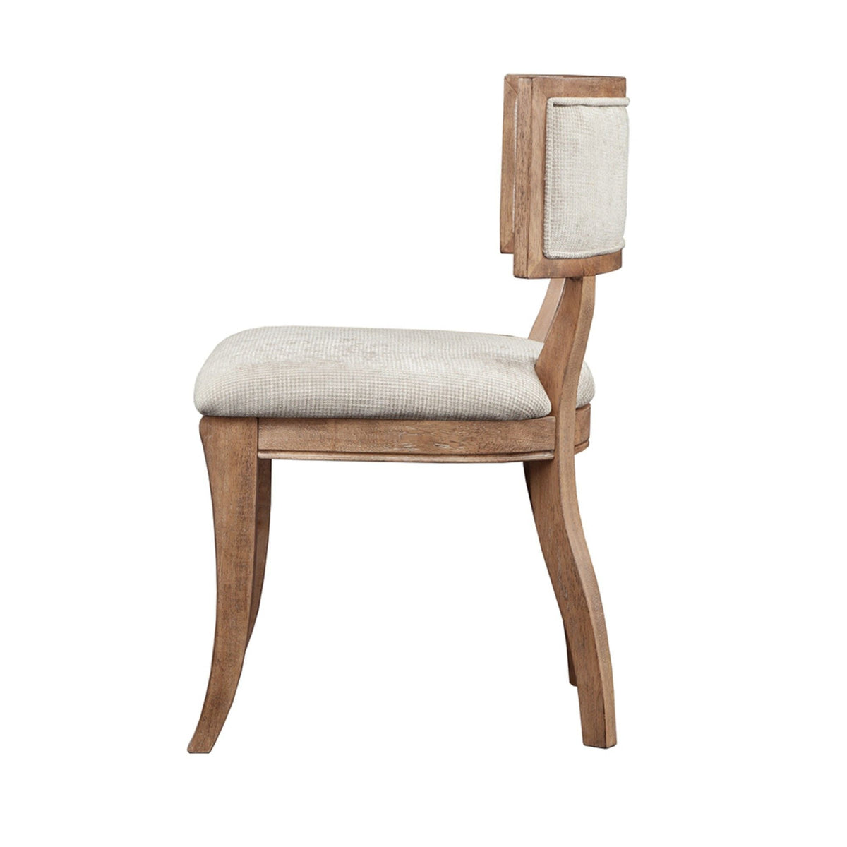Beige classic dining chair set (2) with curved wooden back and beige upholstery HouseOfZazla on Tampa Home & Garden Store