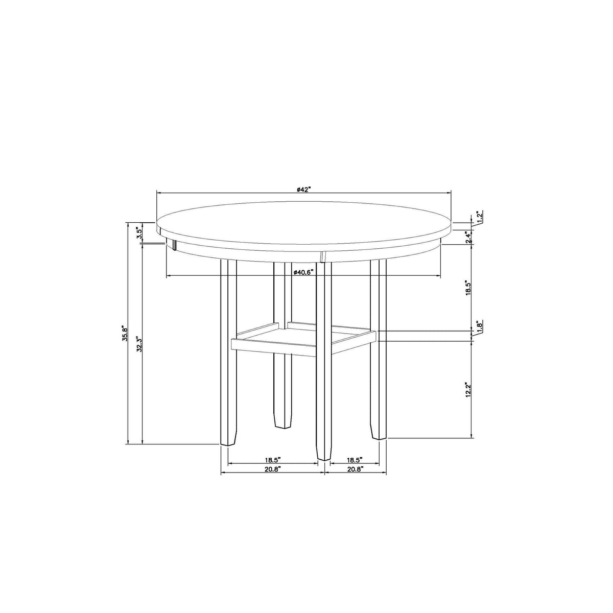 Greta antique white bar table by HouseOfZazla with built-in storage shelf, round 42 top on Tampa Home & Garden Store