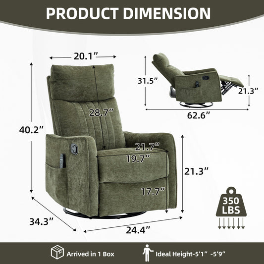 Green Heat Massage Manual Recliner Chair in green fabric by HouseOfZazla on Tampa Home & Garden Store