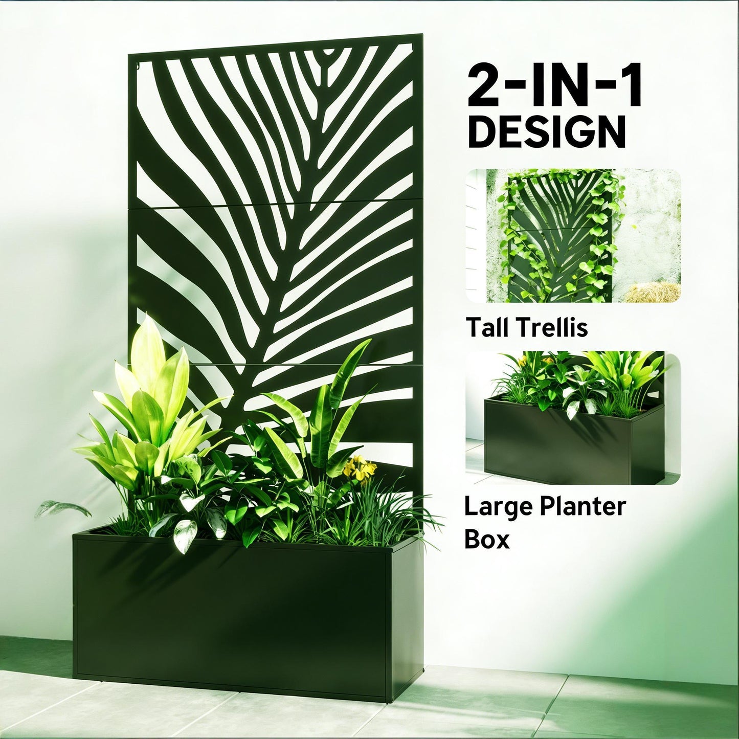 Outdoor Raised Garden Bed and Privacy Screen