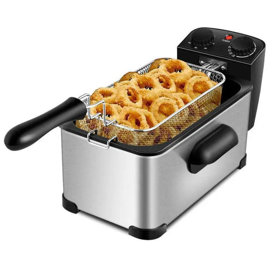 3 Quart electric deep fryer with timer, DirectDeals stainless steel body and frying basket on Tampa Home & Garden Store