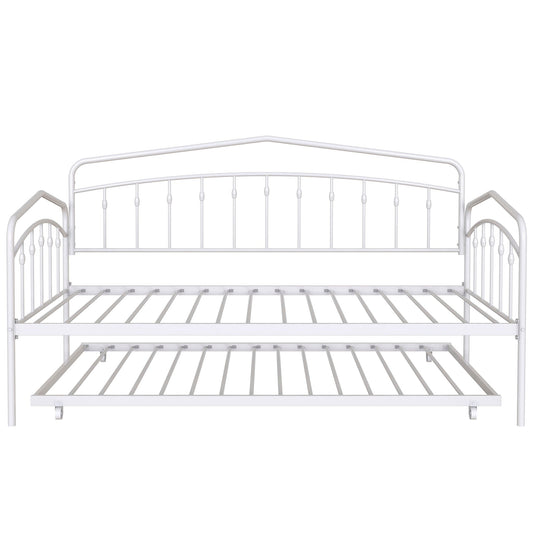 Fox Daybed with Twin Trundle white metal frame by HouseOfZazla on Tampa Home & Garden Store