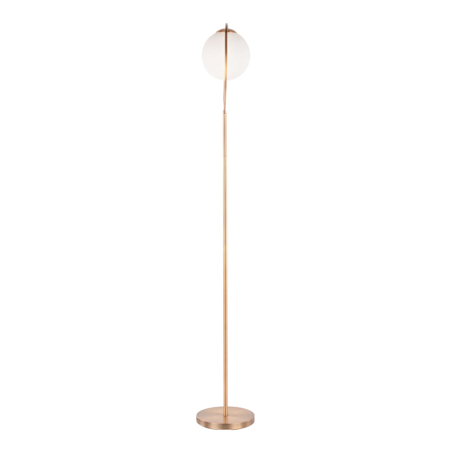 Moon contemporary floor lamp in gold finish with frosted white disk shade by HouseOfZazla on Tampa Home & Garden Store