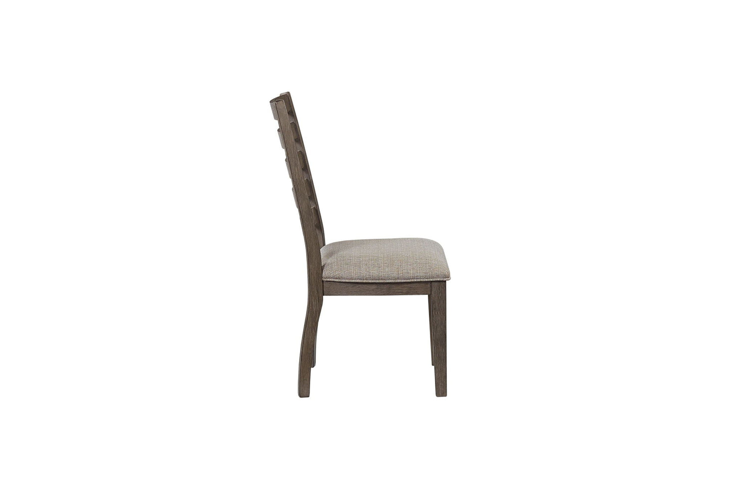 Side dining chair with ladder back, gray fabric seat, dark wood frame, set of 2 on Tampa Home & Garden Store