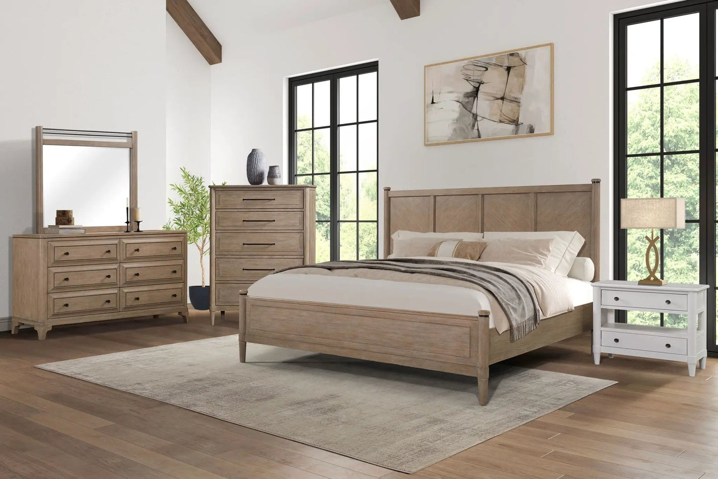 Transitional Lo-Post Bed with Warm Sand Finish