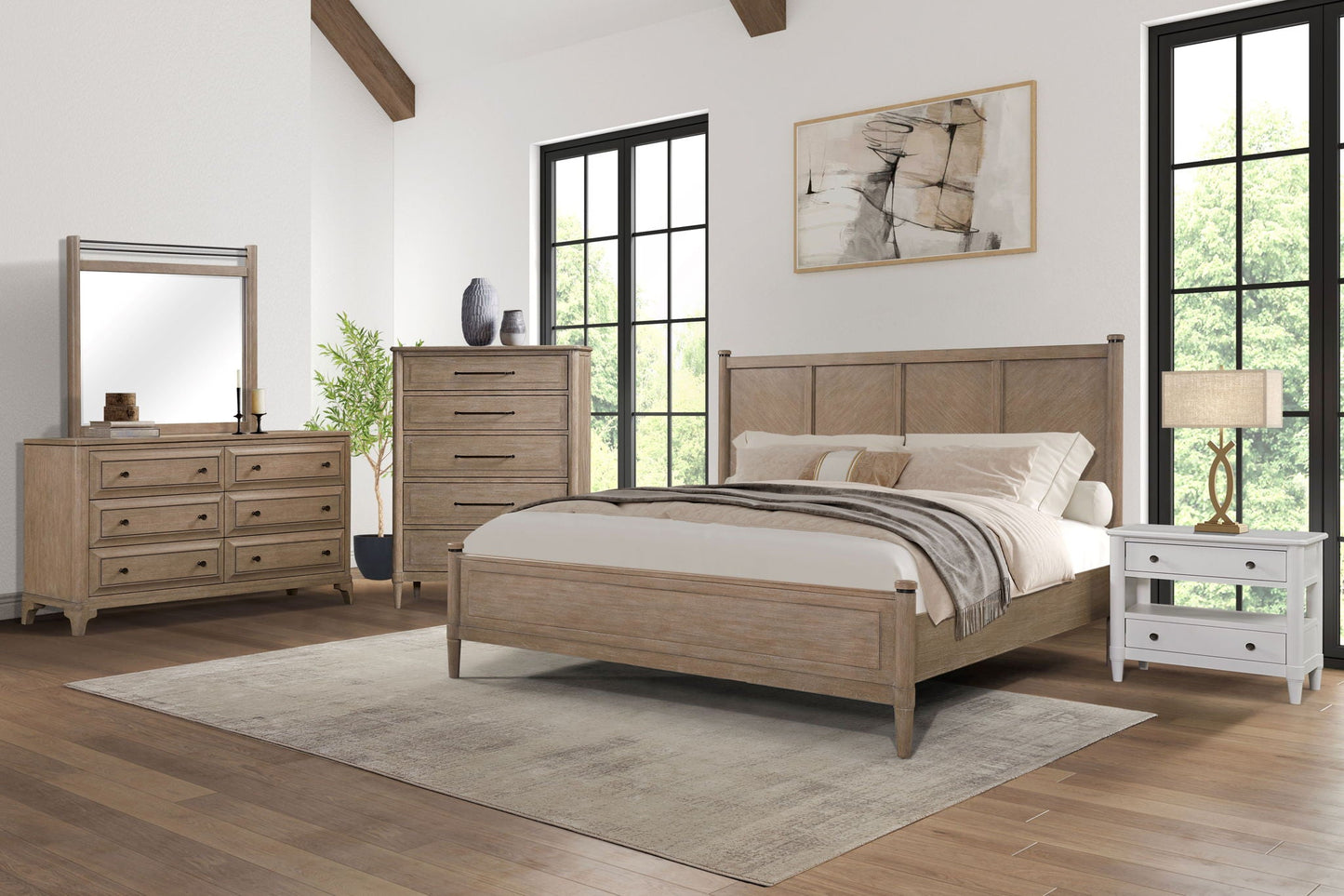 Transitional Lo Post Bed and a Warm Sand Finish