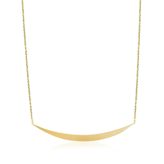 14K yellow gold curved bar necklace by Bids with delicate chain on Tampa Home & Garden Store
