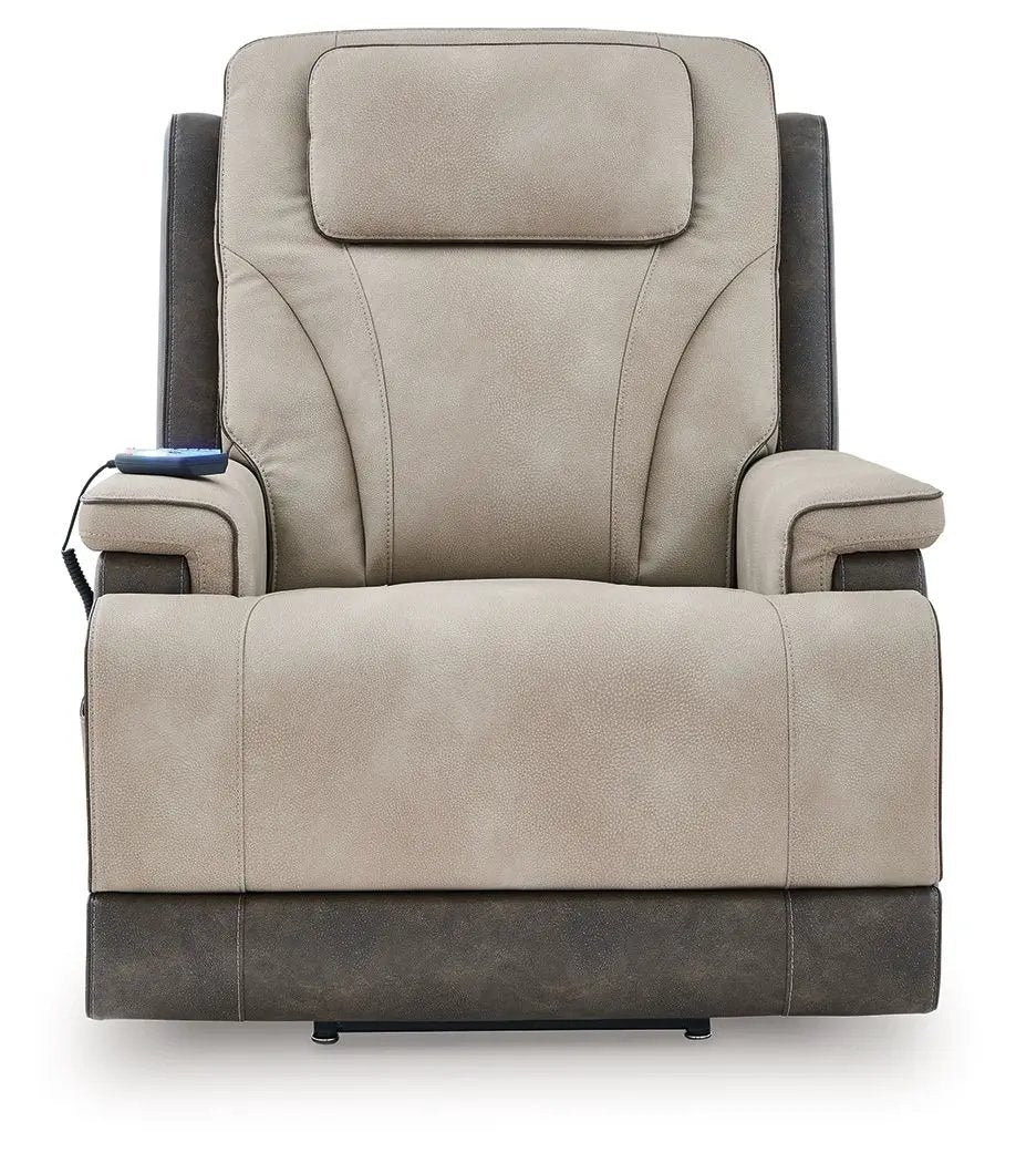 Power lift recliner 4Z-Peaceful Pause by Unique Piece Furniture beige faux leather with remote on Tampa Home & Garden Store