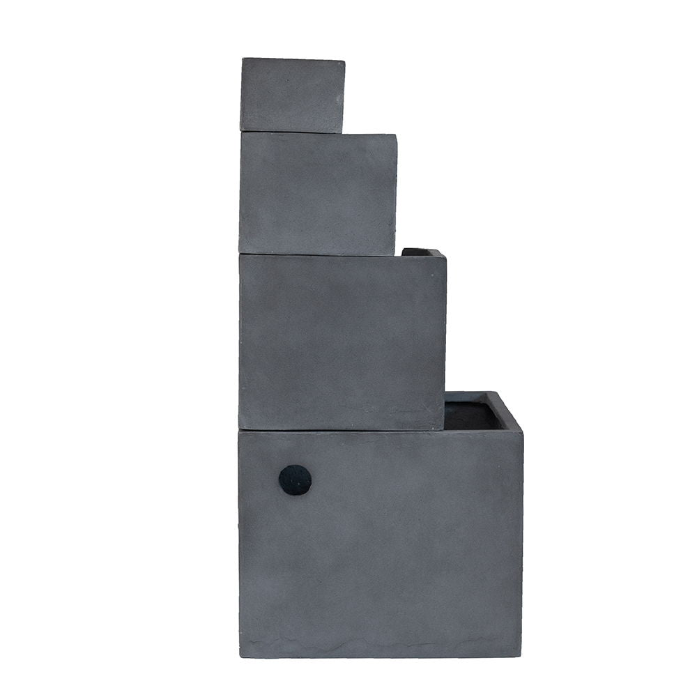 Cement 4-Tier Block Water Fountain outdoor gray by HouseOfZazla on Tampa Home & Garden Store
