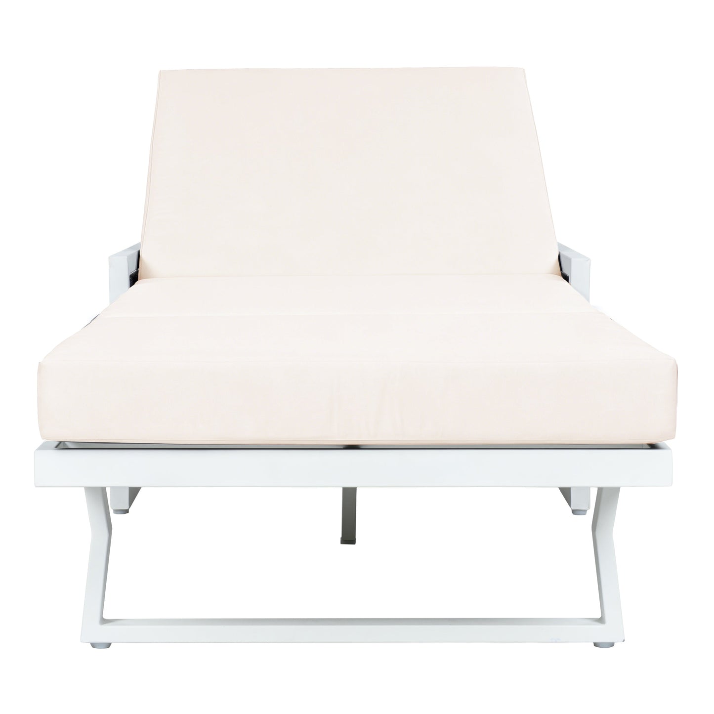 White Iron Outdoor Chaise Lounge and Cushion