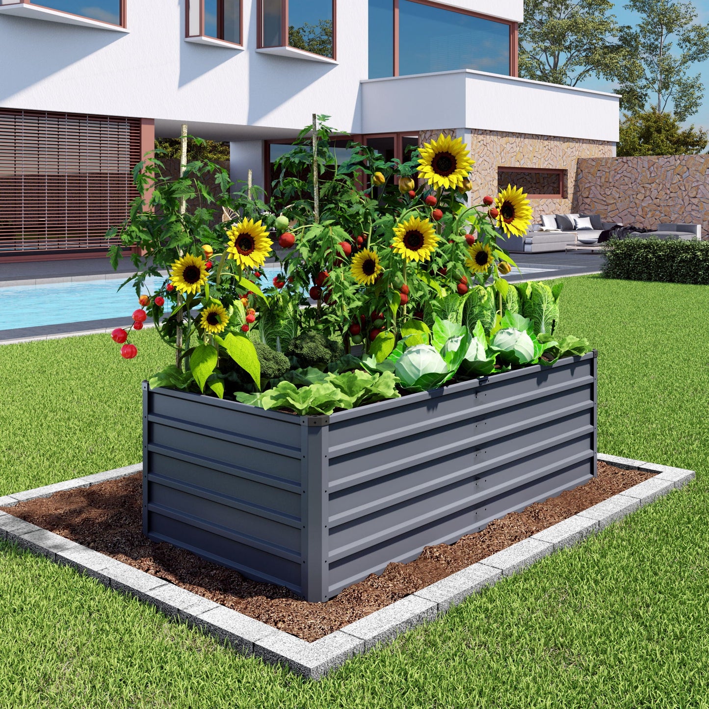 Sturdy Outdoor Garden Bed and Coated Steel Frame