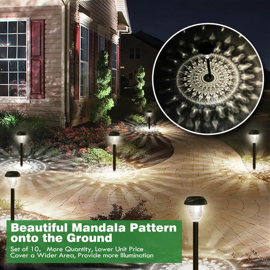 Solar Pathway Lights 10-Pack bright white LED Moktan Sabai landscape pathway lighting on Tampa Home & Garden Store