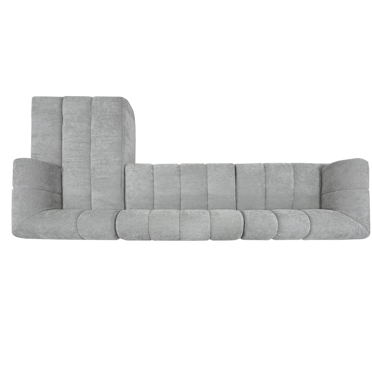 HouseOfZazla 122in modern L-shaped sectional sofa in light gray fabric with chaise lounge on Tampa Home & Garden Store