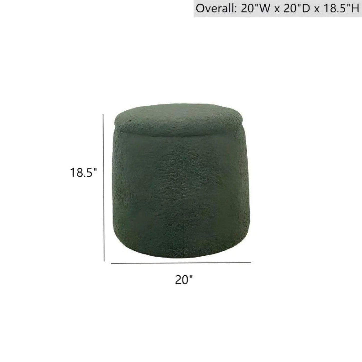 Elegant round storage ottoman upholstered in green, by Unique Piece Furniture, 20W x 20D x 18.5H on Tampa Home & Garden Store