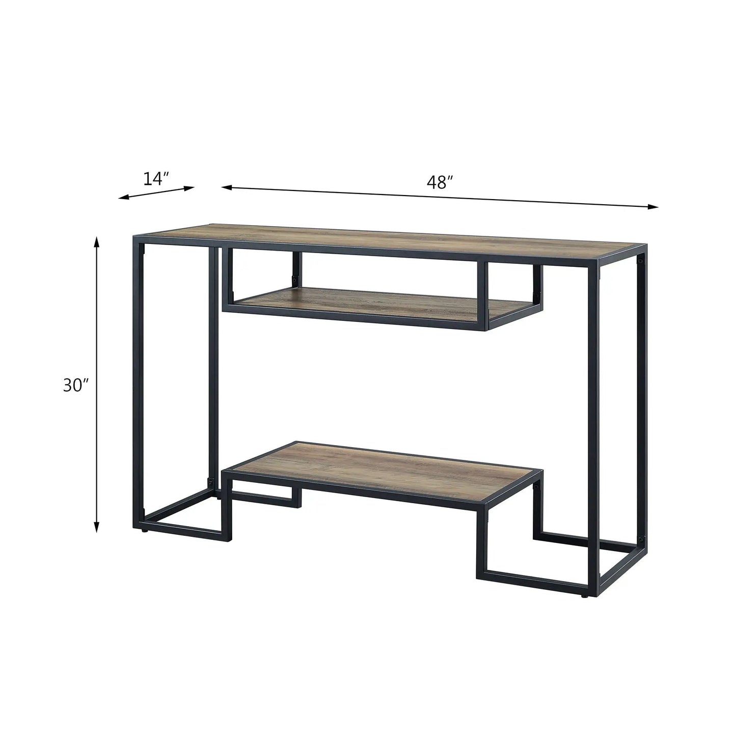 Idella sofa table rustic oak top with black frame 48 in long 30 in high Unique Piece Furniture on Tampa Home & Garden Store