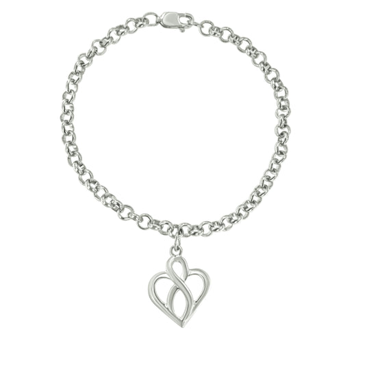 Sterling silver open heart with vertical infinity charm bracelet, size 7 on Tampa Home & Garden Store