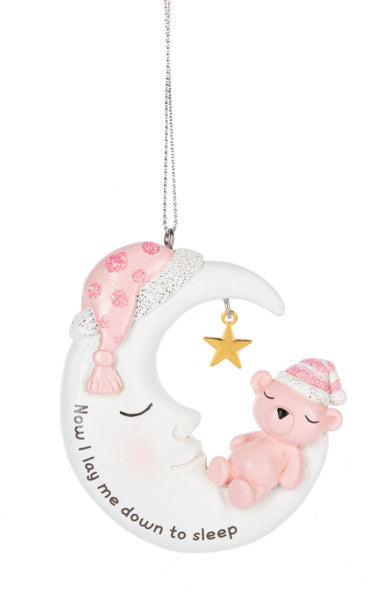 Adorno de luna de osito de peluche - Rosa
