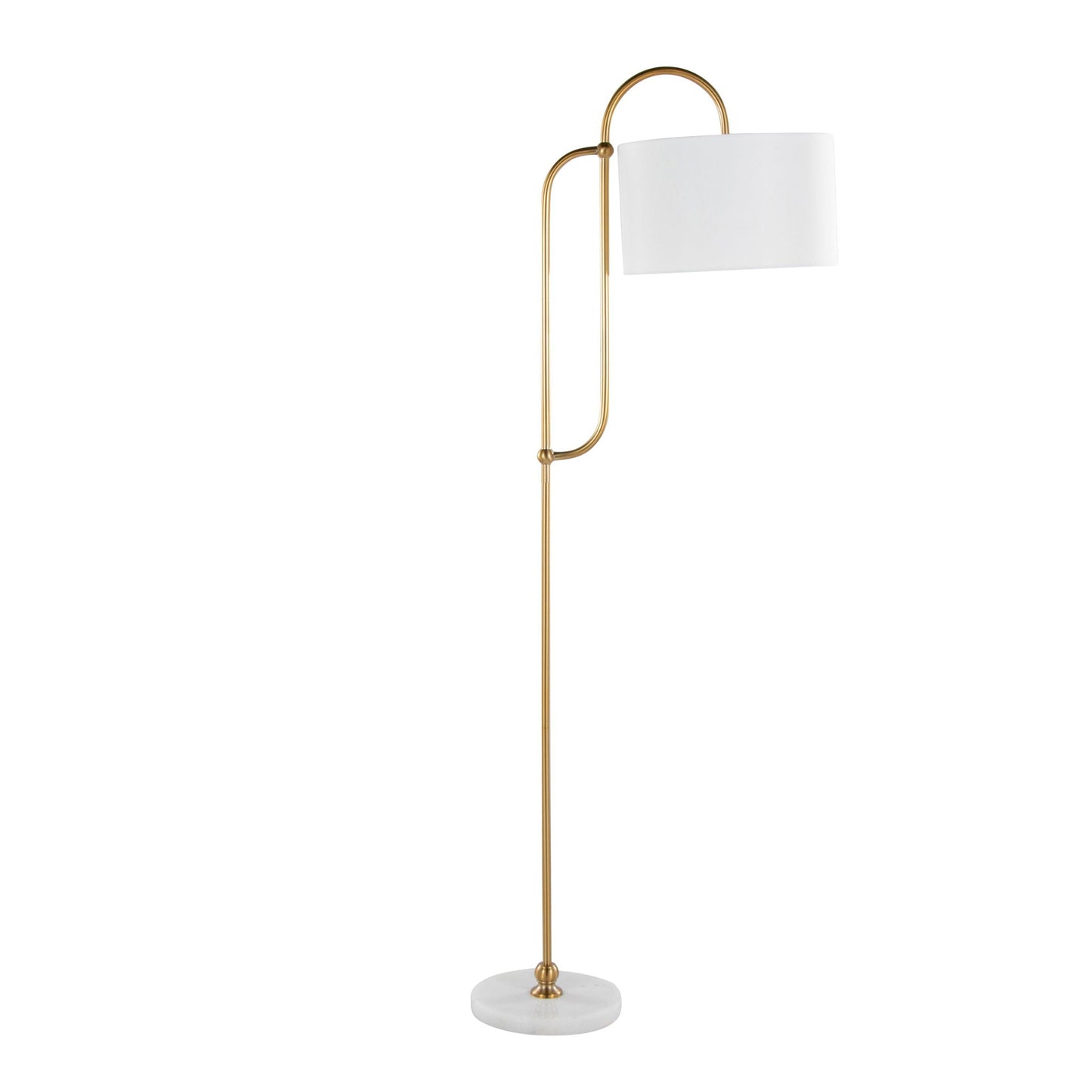 Leslie Glam Art Deco Floor Lamp in gold with white shade and marble base on Tampa Home & Garden Store