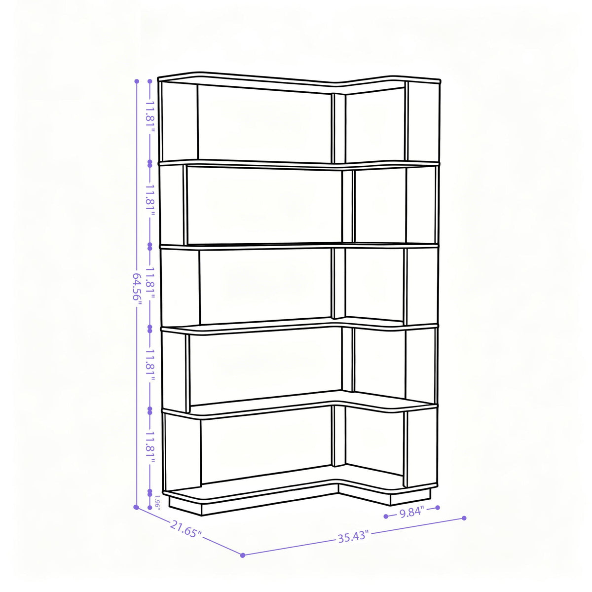 Freestanding corner bookshelf with adjustable shelves, dark brown finish by HouseOfZazla on Tampa Home & Garden Store