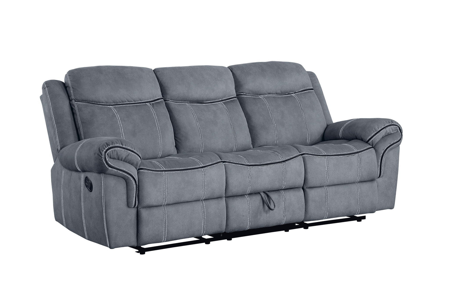Zubaida Two Tone 3 Piece Recliner Living Room Set gray fabric with contrast stitching on Tampa Home & Garden Store