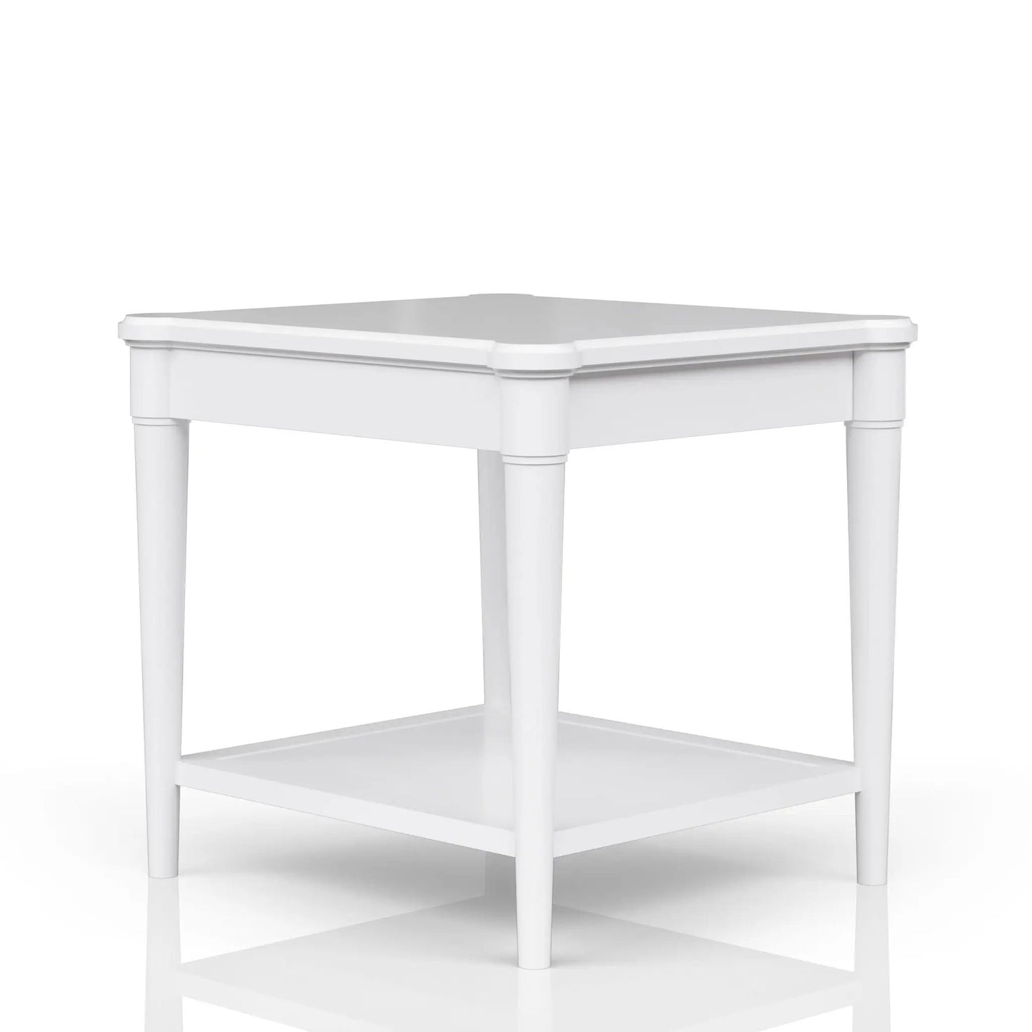 End table with storage drawer in white finish, with lower shelf by Unique Piece Furniture on Tampa Home & Garden Store