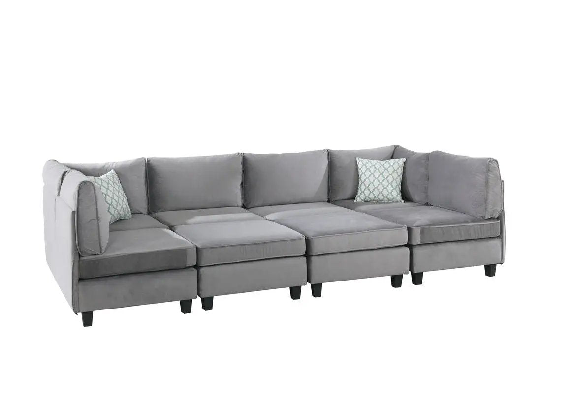 Simona modular sectional sofa grey fabric stationary low legs Unique Piece Furniture on Tampa Home & Garden Store