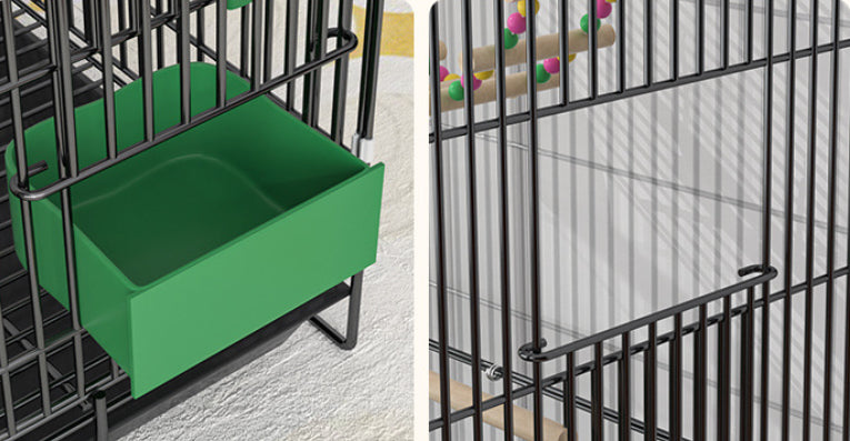 Home Fashion Personality Double Layer New Bird Cage with black metal frame and green tray on Tampa Home & Garden Store