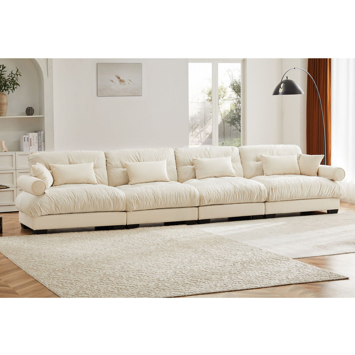 Super Comfort Oversized Modular Sectional Sofa cream deep-seat L-shaped by HouseOfZazla on Tampa Home & Garden Store