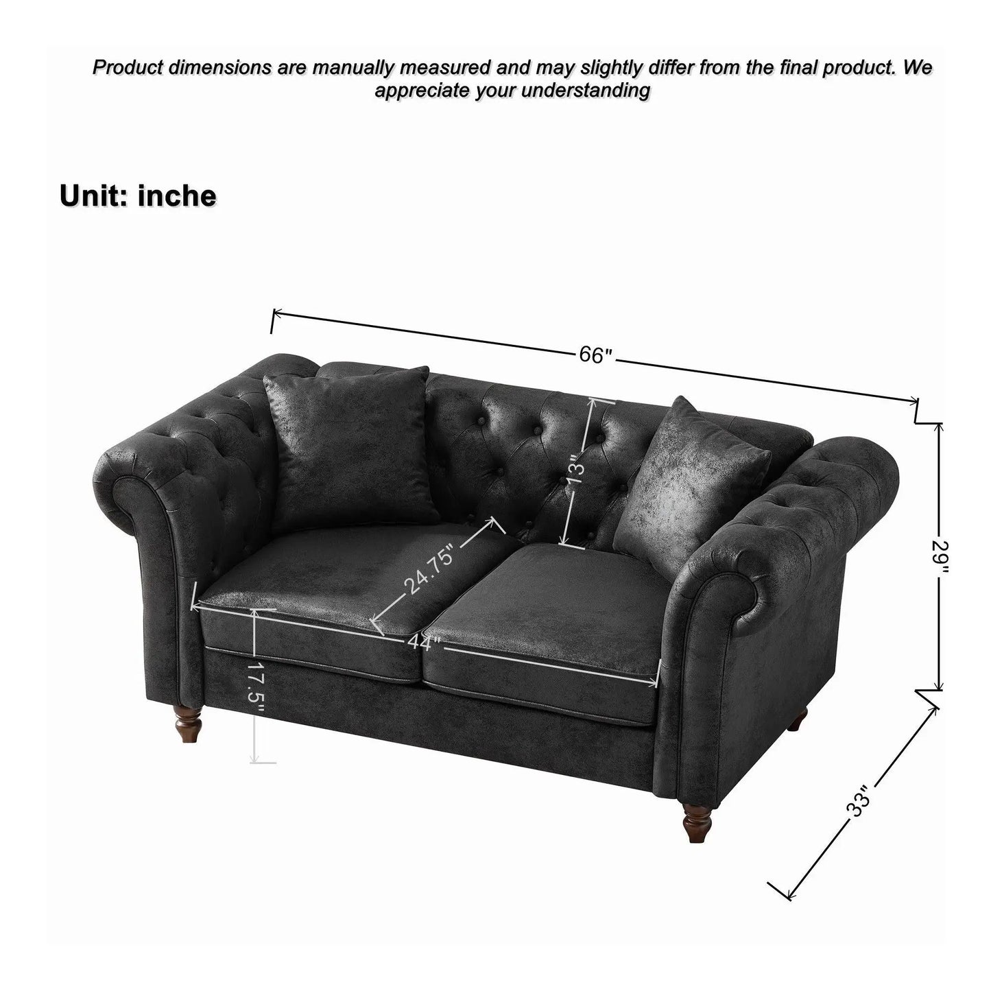 Chesterfield 3+2 seater sofa set in dark fabric, tufted arms, Unique Piece Furniture on Tampa Home & Garden Store