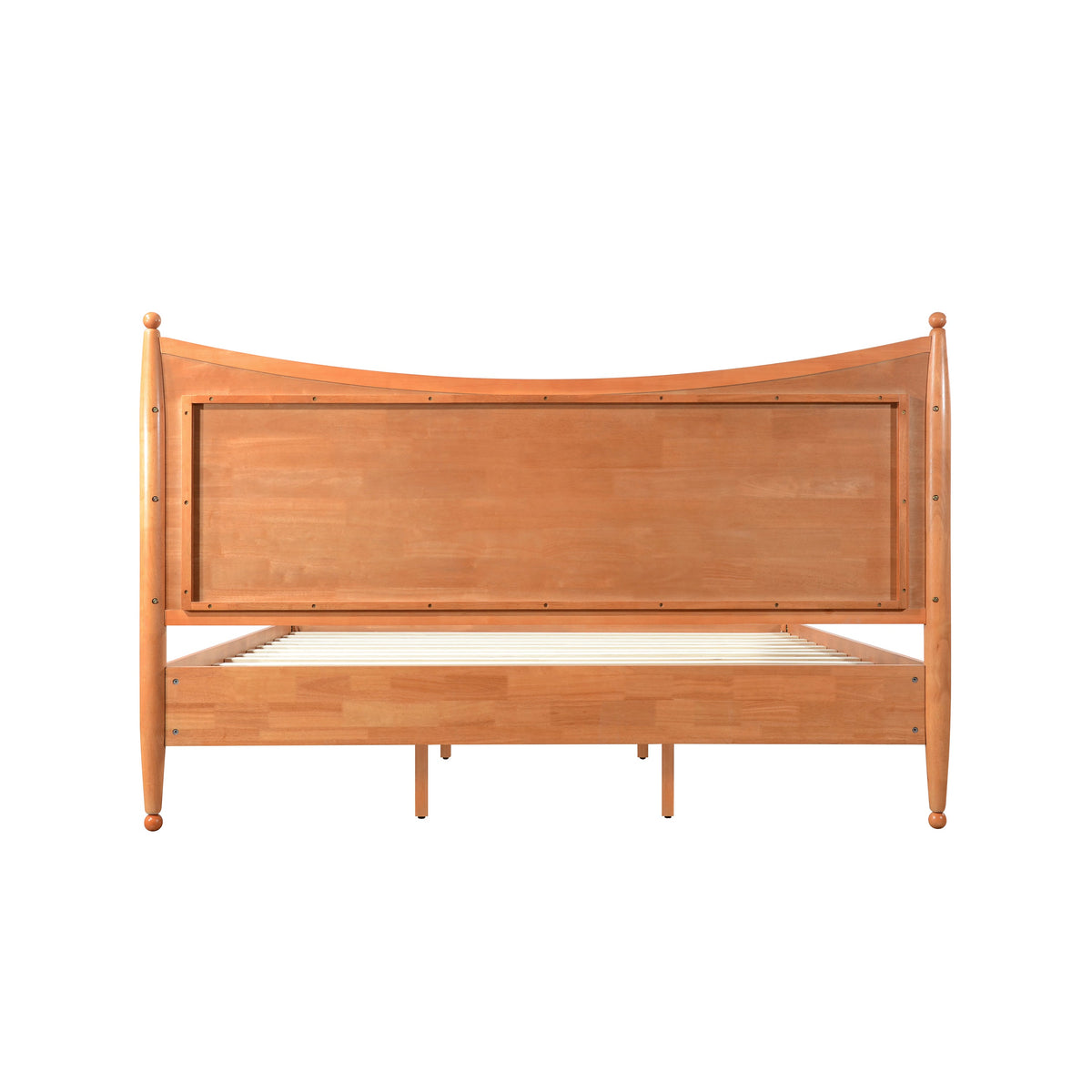 HouseOfZazla Classic Transitional King Size solid wood platform bed frame, natural wood finish on Tampa Home & Garden Store