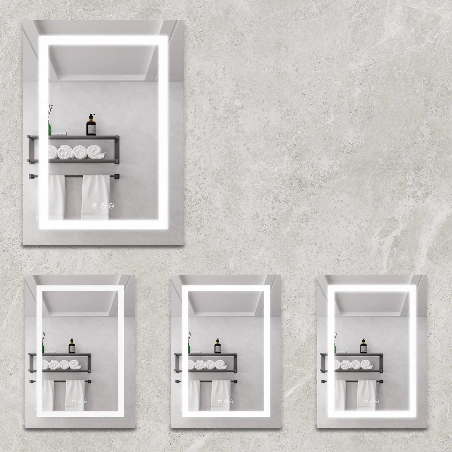 Medicine cabinet silver wall-mounted LED mirror with door, anti-fog, dimmable 3000K–6000K on Tampa Home & Garden Store