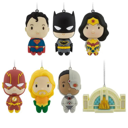 Justice League Mystery Hallmark ornament set of 7 hanging figures with arch diorama on Tampa Home & Garden Store