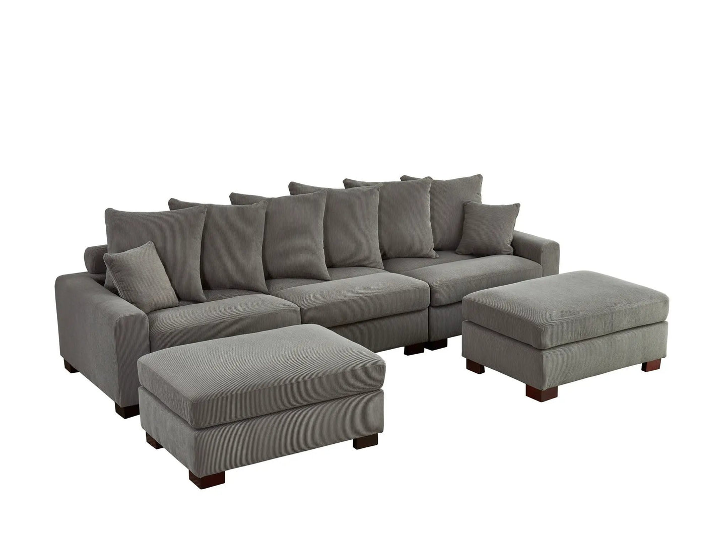 5 Seater Convertible L & U Shaped Couch 3-Piece gray corduroy by Unique Piece Furniture on Tampa Home & Garden Store