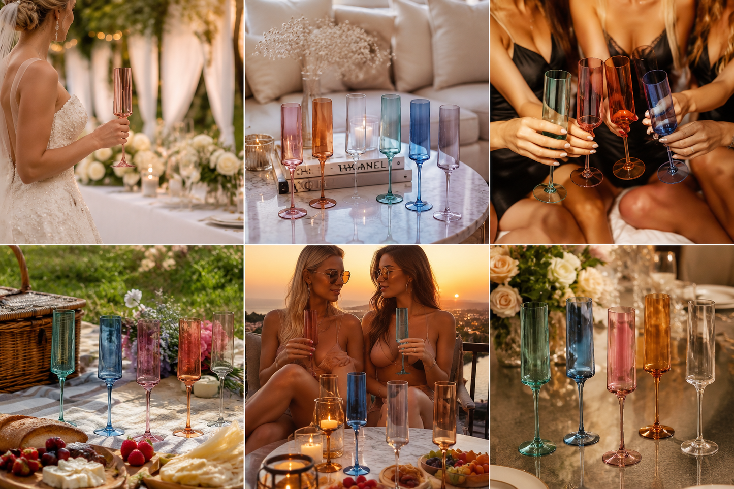 Tonal Champagne Flute Set And Six Glasses