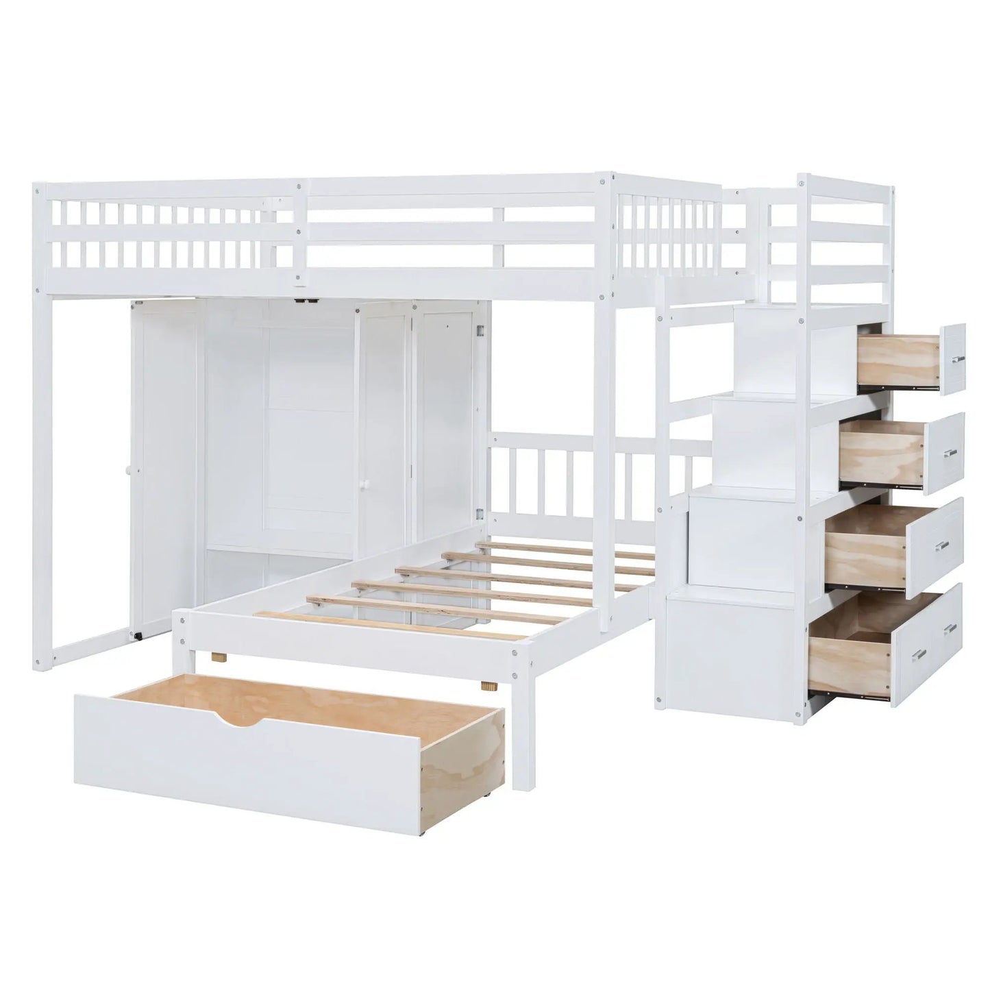Bunk Bed With Wardrobe and Drawers Full Size