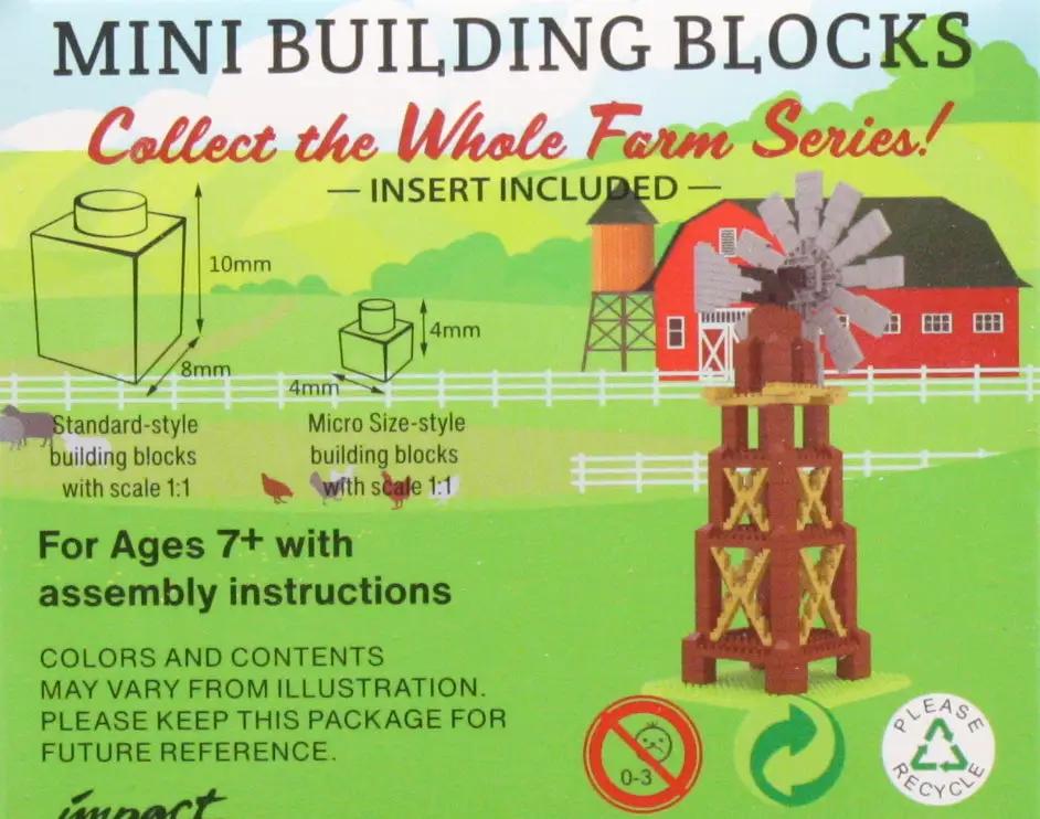Mini Building Blocks Windmill Farm toy by The Country Christmas Loft blocks on packaging on Tampa Home & Garden Store