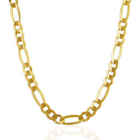 Figaro chain necklace 7.0mm, solid 14k yellow gold interlocking links on Tampa Home & Garden Store
