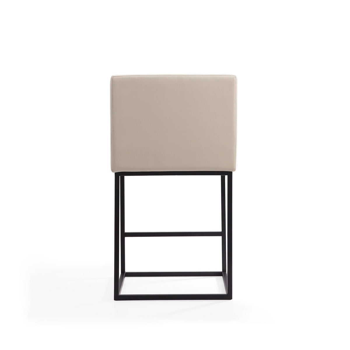 Ambassador counter stool beige upholstered back with square black metal frame HouseOfZazla on Tampa Home & Garden Store