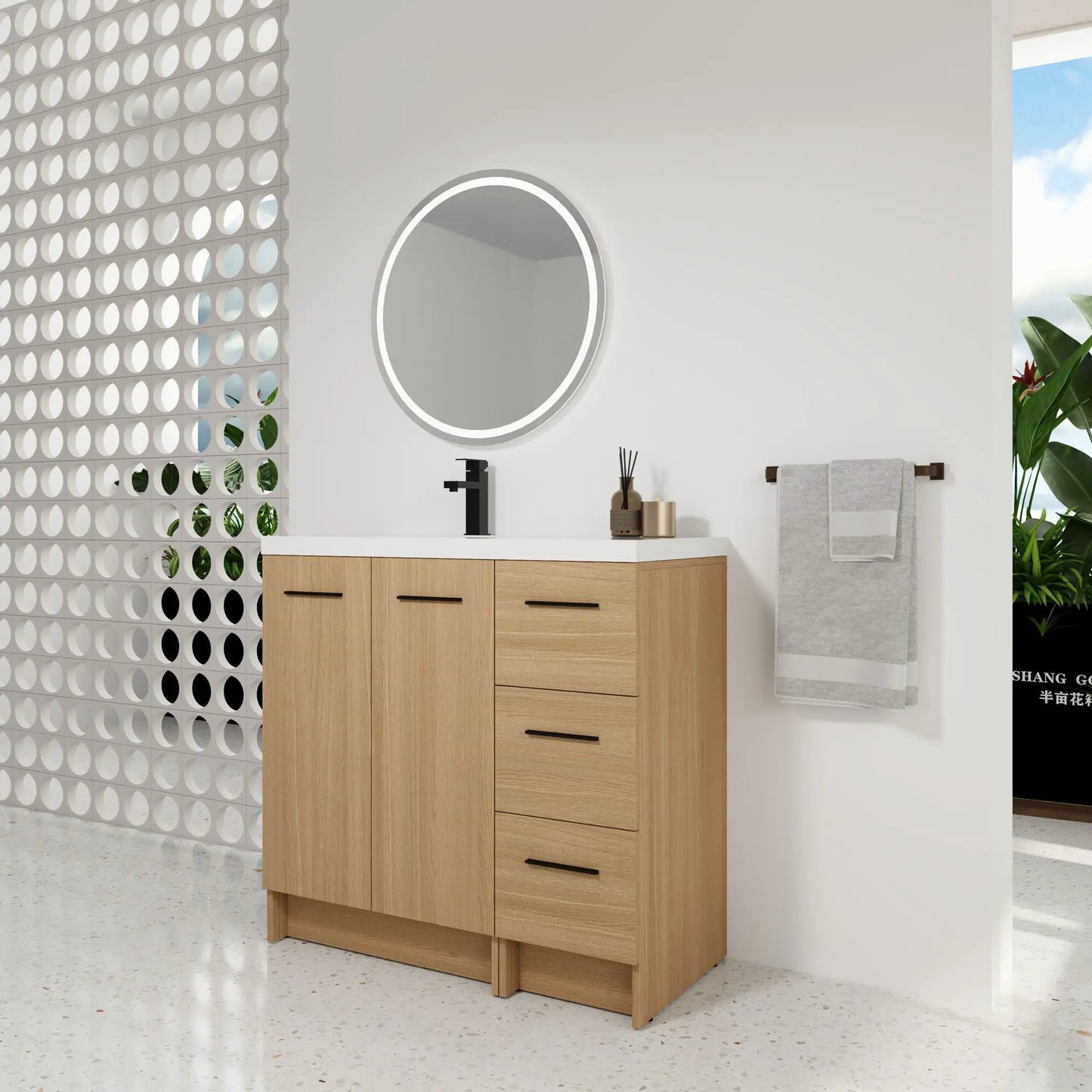 Wall Mounted Floating Vanity Sink and Drawers