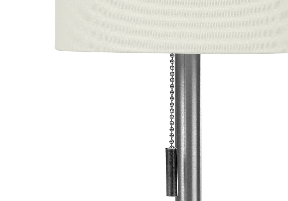 Table lamp set in nickel finish with cream fabric shade, USB port, pull chain (set of 2) on Tampa Home & Garden Store