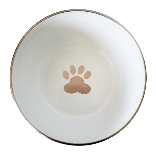 Deep Dog Bowl with Paw Print Design – Stainless Steel Bowl, Ideal for Small, Medium to Large Dogs – Rose Gold - Tampa Home & Garden Store
