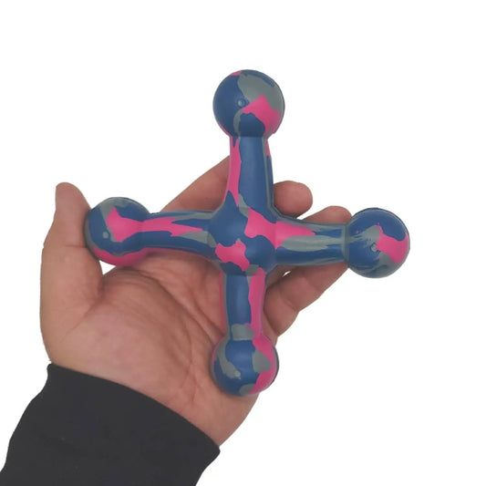 Natural Rubber Jack Dog Toy with blue pink gray camo pattern for dogs on Tampa Home & Garden Store